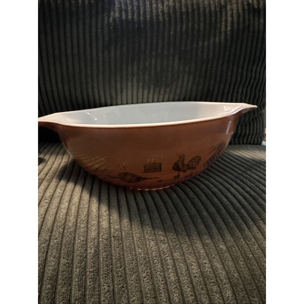 Vintage Pyrex Brown Early American 4 Qt Cinderella Mixing Bowl #444 Made in USA